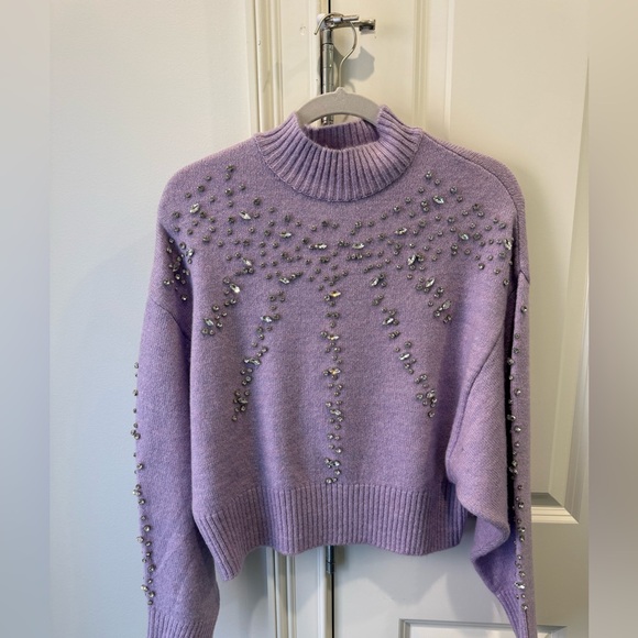 Anthropologie Pilcro Embellished Lilac Sweater NWT - Picture 2 of 13
